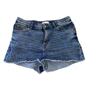H&M Medium Blue Cut Off Denim Jean Shorts Size 10 Women Mid Rise